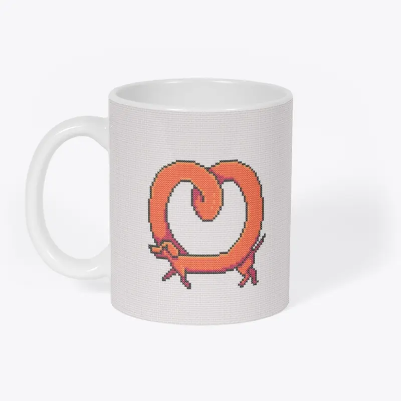 Doxie Cross Stitch Mug (Pretzel)